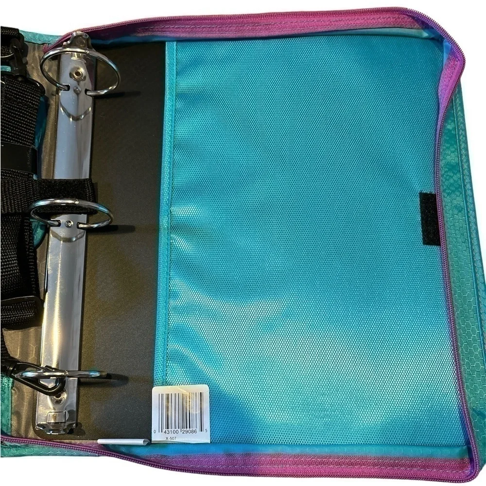 BACK TO SCHOOL -  Mead Five Star 2” Zipper Binder w/Strap - Teal/Gray/Pink - NWT
